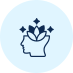 Profile outline of a head with a lotus crown, symbolizing mindfulness and holistic wellness.